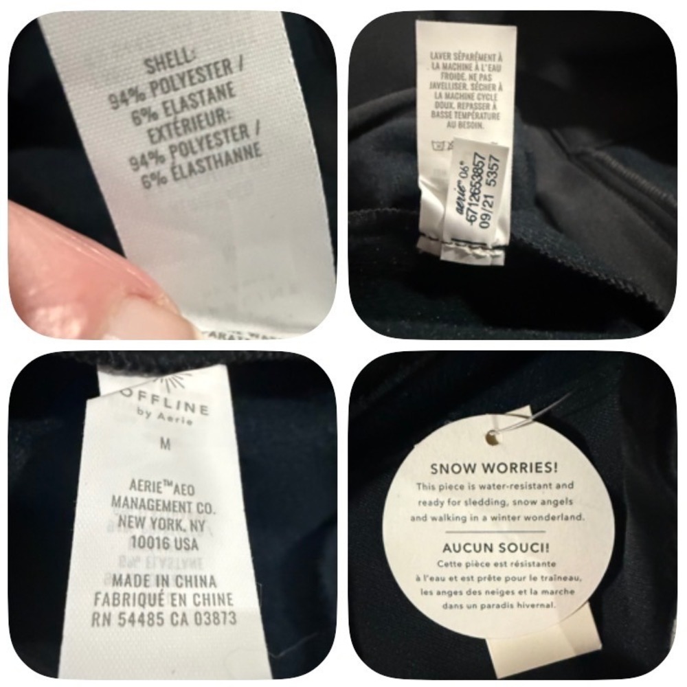 OFFLINE by Aerie Snow Bib Women M Black NEW Chillside Collection Water Resistant - Picture 8 of 8